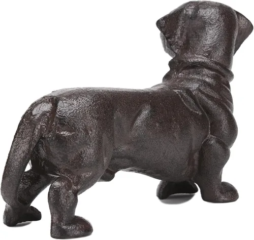 Vista 5 de BRASSTAR Cabeza giratoria de hierro fundido para mirar al perro salchicha estatua de mascota pisapapeles lindo cachorro estatuilla regalo jardín