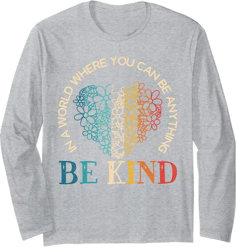 Vista 4 de in A World Where You Can Be Anything Be Kind Kindness Long Sleeve T-Shirt Black