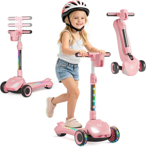 Vista 9 de 3-Wheel Electric Scooter for Kids Ages 4-8, 5 MPH, 3 Adjustable Heights Negro