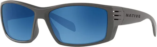 Vista 4 de Native Unisex Sunglasses Matte Black Frame, Green Reflex Lenses, 61MM