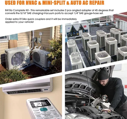 Vista 7 de BACOENG Juego de bomba de vacío de CA de 3.6CFM y medidor – Kit de bomba de vacío mini split doméstico para refrigerantes R410A – con adaptador mini