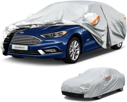 Vista 80 de GUNHYI - Funda de automóvil de 6 capas para Tesla Model 3 (2017-2025), impermeable para todo tipo de clima, protección UV contra la nieve, el sol