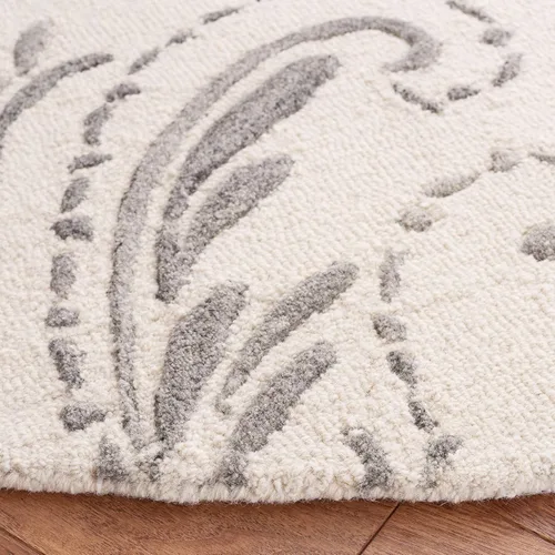 Vista 4 de SAFAVIEH Jardin Collection - Alfombra redonda de 6 pies, color marfil y gris, lana hecha a mano, ideal para zonas de alto tráfico en sala de estar