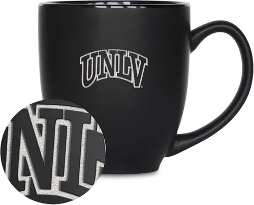 Vista 190 de Rico Industries - Taza de cerámica mate negra con grabado láser estándar de 15oz para NCAA (escuelas T & U) - Para bebidas calientes o frías