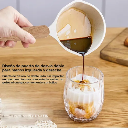 Vista 6 de Sartén antiadherente con boquilla para verter, olla de leche pequeña, fácil de usar, fondo plano blanco, multimini, juego multiusos para la cocina