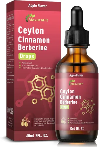Vista 9 de Ceilán canela berberina amarga gotas líquidas suplemento con cúrcuma, té verde, vinagre de sidra de manzana, aceite de semillas negras