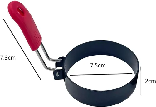 Vista 3 de 2 anillos de huevo, molde redondo de acero inoxidable de 3 pulgadas para magdalenas inglesas, molde antiadherente para panqueques con cepillo