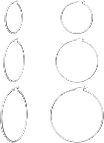 Vista 32 de Aretes de aro de oro para mujer chapados en oro real de 14 quilates con poste de plata de ley 925 Dorado