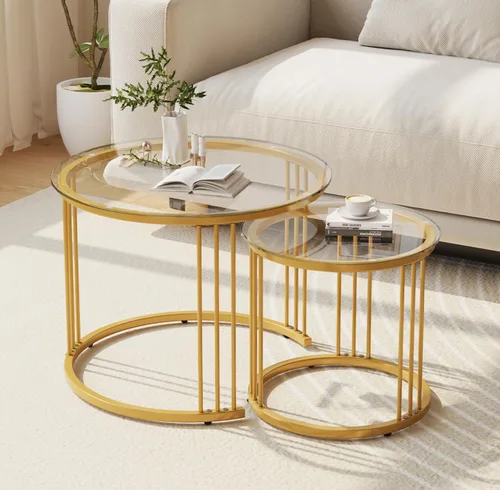 Vista 13 de Garden 4 you Mesa de Centro de Mármol Sintético Mesa Nido para Espacios Pequeños 2 Juegos Muebles Modernos Juegos de Sala Mesa Auxiliar Lateral