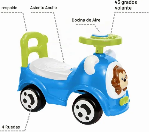 Vista 3 de Push & Ride Racer - Coche de paseo de pie a piso, color azul