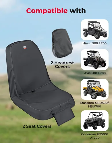 Vista 3 de KEMIMOTO Funda para Asiento de UTV con Orificios de Drenaje - Oxford 1680D Resistente al Agua y de Alta Capacidad Compatible con Hisun/Axis 500 700