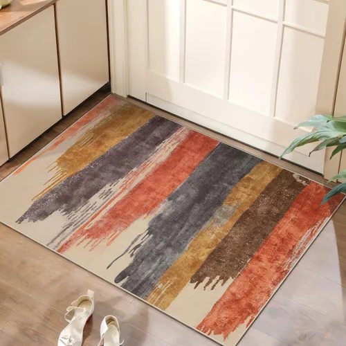 Vista 18 de Ciicool Alfombra moderna abstracta de 2 x 3 pulgadas, lavable, pequeña, antideslizante, de pelo bajo, alfombra de entrada plegable para cocina