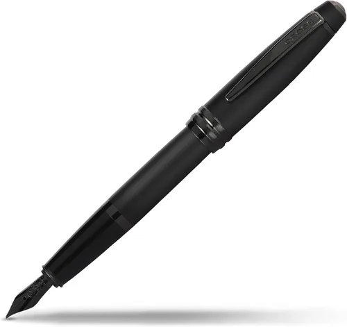 Vista 8 de Cross Bailey Pluma Fuente Recargable Presentada en una Caja de Regalo Premium - Punta Media, Tinta Negra, Negro Fountain Pen for Effortless
