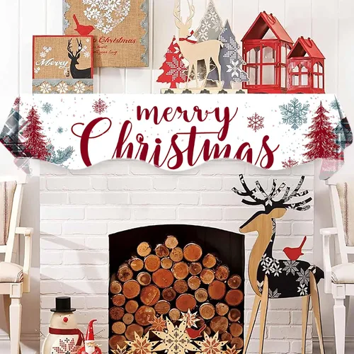 Vista 5 de Bufanda de mantel de Navidad de 70 x 17 pulgadas, decoración para chimenea, bufanda, estantes, bufanda, corredor, decoración de día festivo