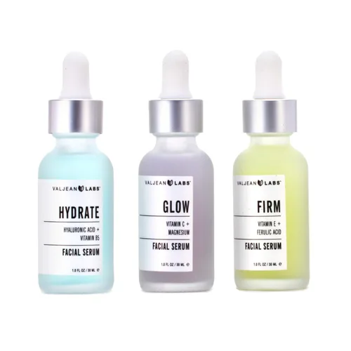 Vista 2 de Valjean Labs Suero facial, paquete combinado de hidratación, brillo y firmeza Ingredientes supercargados y específicos para el cuidado de la piel