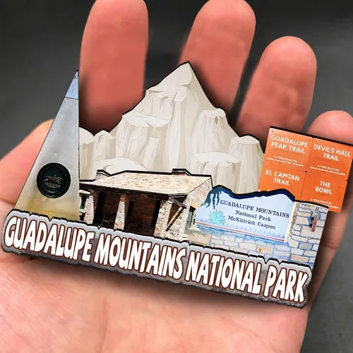 Vista 4 de Imán de madera del Parque Nacional de las Montañas de Guadalupe de los Estados Unidos 3D para nevera, recuerdos coleccionables, decoraciones