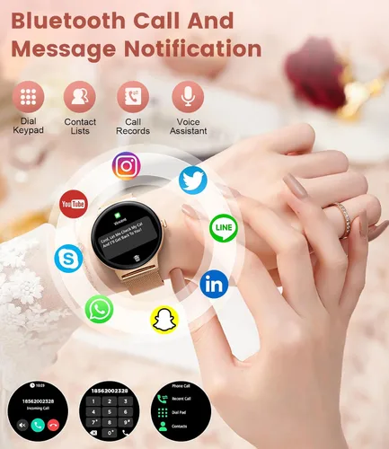 Vista 7 de Relojes inteligentes para mujer, pantalla AMOLED de 1.43 pulgadas, reloj inteligente de llamadas Bluetooth, más de 120 modos deportivos, rastreador
