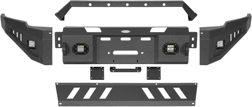 Vista 9 de u-Box Parachoques delantero para Dodge Ram 2500 3500 2010-2018, parachoques todoterreno resistente con placa de cabrestante, placa deslizante