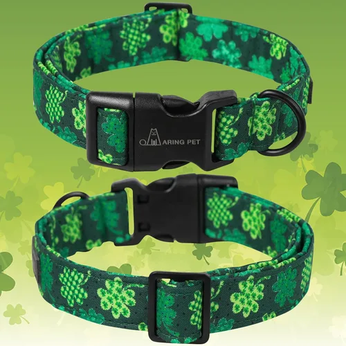 Vista 149 de Aring Pet Collar de algodón, ligero y ajustable, con hebilla de liberación rápida, para perros pequeños, medianos y grandes, para cachorros, S, Hoja