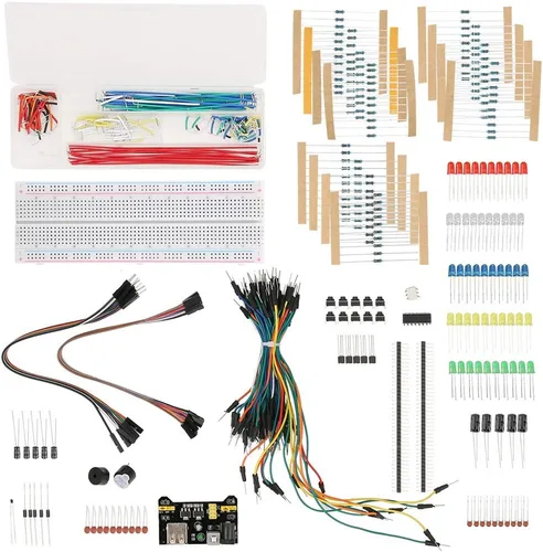 Vista 4 de Kit de inicio de componentes electrónicos, kit básico de aprendizaje de proyectos, gran cantidad para entusiastas de la electrónica de bricolaje