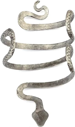 Vista 2 de idealway Pulsera abierta vintage punk de plata con serpiente