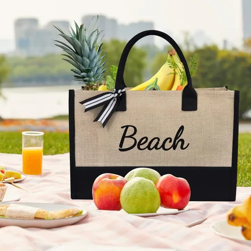 Vista 545 de TOPDesign Personalized Initial Canvas Beach Bag, Monogrammed Gift Tote Bag for Women