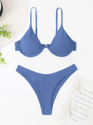 Vista 5 de Verdusa - Traje de baño de 2 piezas para mujer de corte alto parte de abajo triangular para nadar