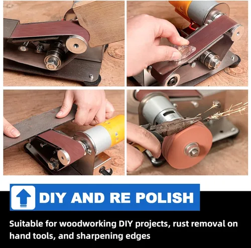 Vista 6 de SI FANG Mini afilador de cuchillos eléctrico para lijadora de banda, 7 velocidades, lijadora portátil de banco, herramienta de bricolaje para afilar
