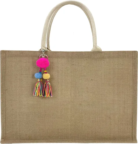 Vista 5 de Hibala - Bolsa de playa grande tejida, bolsa de playa hecha con paja, bolsa de hombro tejida a mano, bolsa con borlas