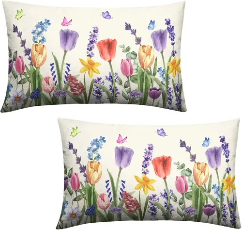 Vista 22 de Juego de 2 fundas de almohada patrióticas para exteriores, diseño de estrellas azules del 4 de julio, 16 x 16 pulgadas, fundas de almohada
