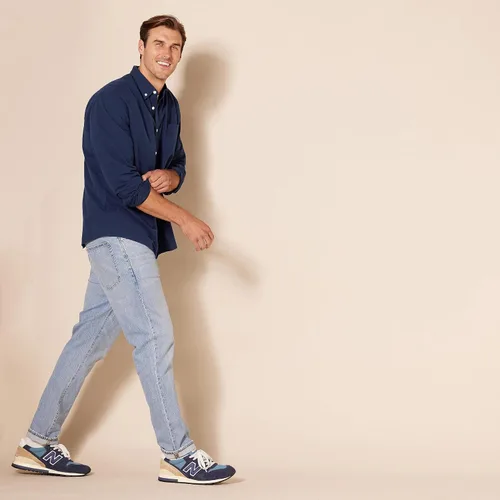 Vista 9 de Camisa Tienda Essentials de tela oxford, de manga larga, ajuste regular, con bolsillo, para hombre