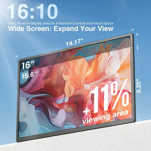 Vista 2 de FLYTOCCA Extensión de Pantalla para Laptop de 16 Pulgadas, Monitor Portátil FHD de 1200P Actualizado con Pantalla de Relación de Aspecto 16:10