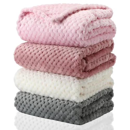 Vista 16 de Frienda Manta mullida para bebé, 4 piezas, manta mullida para niños y niñas, suave y cálida para bebés, recién nacidos, suministros de cama