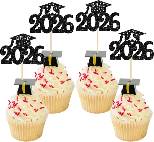 Vista 44 de Gyufise 1 paquete de decoración de pastel de graduación 2025 con purpurina de felicitaciones clase de 2025, decoración de pastel de diploma 2025