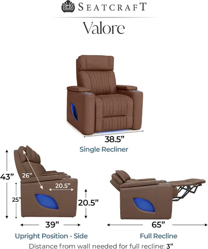 Vista 2 de Seatcraft Valore Asiento de cine en casa Tabaco Sillón Individual