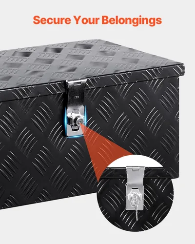Vista 4 de VEVOR Caja de Herramientas de Aluminio Resistente para Cama de Camión, Caja de Herramientas con Placa Estriada con Mango Lateral y Llaves