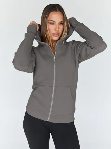 Vista 27 de Trendy Queen Sudaderas con capucha y cremallera para mujer, chaquetas de vellón, talla extragrande, moda de otoño e invierno