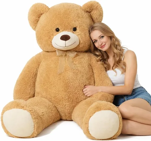 Vista 19 de HollyHOME Oso de peluche grande para cumpleaños y día de San Valentín, peluche para niños y novia, 36 pulgadas, color beige