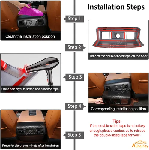 Vista 4 de Aunginsy Reposabrazos trasero de aire acondicionado para salida de ventilación compatible con Toyota Tundra 2007-2021, reposabrazos central trasero