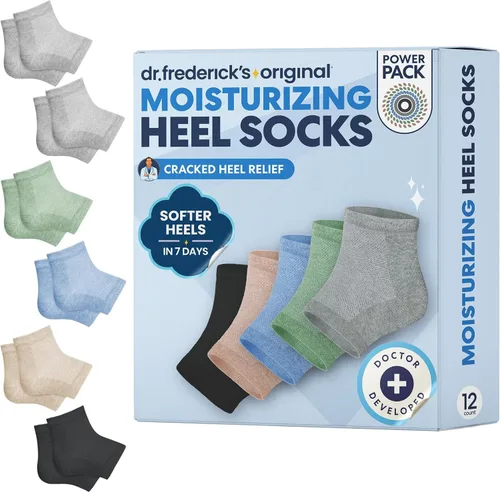 Vista 11 de Dr. Frederick's Original- Calcetines hidratantes para el tratamiento del talón agrietado/pies secos para mujeres y hombres, 2 pares, aloe verde