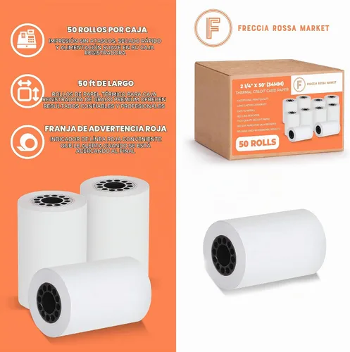 Vista 3 de Papel térmico de 2 1/4 pulgadas x 50 pies (2 rollos), Blanco