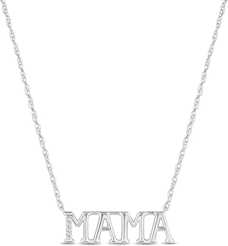 Vista 2 de Love Will Keep Us Close MAMA - Collar con colgante en plata de ley con diamantes, Metal, diamante blanco