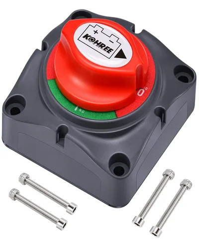 Vista 8 de Kohree Paquete de 2 interruptores de desconexión de batería, 12 V, 24 V, 48 V, encendido/apagado, batería resistente, apagado, aislador, interruptor