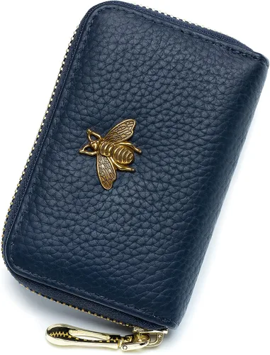 Vista 10 de imeetu Soporte para tarjetas de crédito RFID, cartera pequeña de cuero con cremallera para mujer