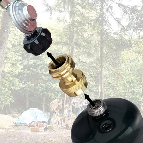 Vista 5 de Adaptador de tanque de propano de 1 libra, Convertidor de 20 lb a 1 libra, Conecte tanques de propano pequeños cuando se agotaron 20 libras, Latón