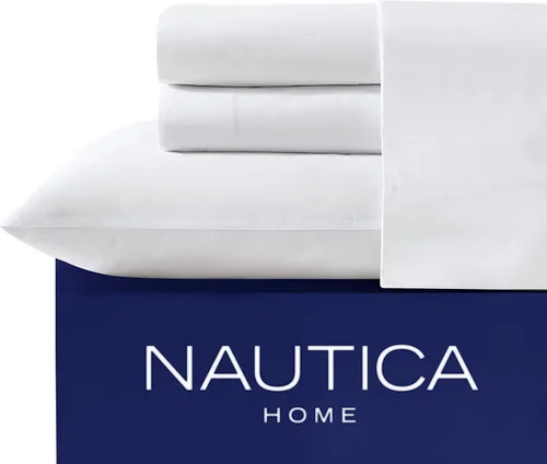 Vista 13 de Nautica - Juego de sábanas tamaño Twin XL, sábanas refrescantes nítidas y confeccionadas con una sensación ligera y suave de percal de algodón