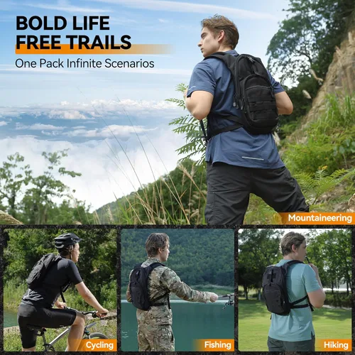 Vista 6 de MARCHWAY Mochila de Hidratación Táctica Molle con Vejiga de Agua de TPU de 2.5L, Mochila Militar Organizada de Perfil Bajo para Senderismo, Negro