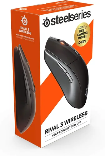 Vista 9 de SteelSeries Rival 3 Mouse inalámbrico para juegos, batería de más de 400 horas, doble inalámbrico de 2.4 GHz y Bluetooth 5.0-60 millones de clics