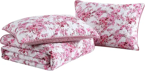 Vista 4 de Betsey Johnson - Juego de edredón twin, ropa de cama reversible con puntadas de diamante con funda a juego, microfibra cepillada, elementos