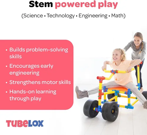Vista 4 de Tubelox Juego de juguetes de construcción STEM de lujo y bolsa de almacenamiento Kit de construcción de tamaño real de 220 piezas para niños